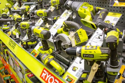 Ryobi display at hardware store