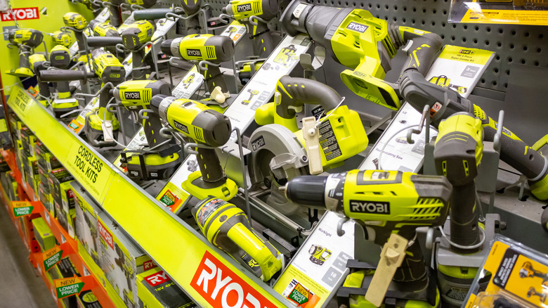 Ryobi display at hardware store