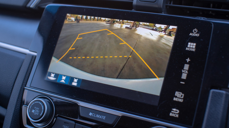 Car backup camera screen dashboard