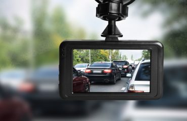 Dash cam mounted on car