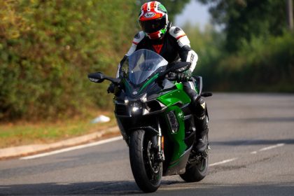 person riding kawasaki ninja