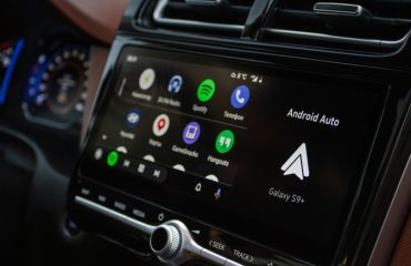 modern car dashboard with the Android Auto app