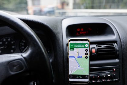 Google Maps on a phone in a car