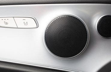 Car door speakers closeup