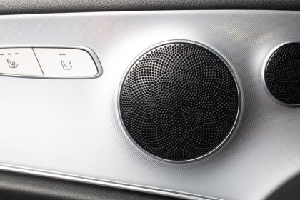 Car door speakers closeup