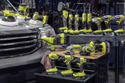 Ryobi automotive tools in workshop